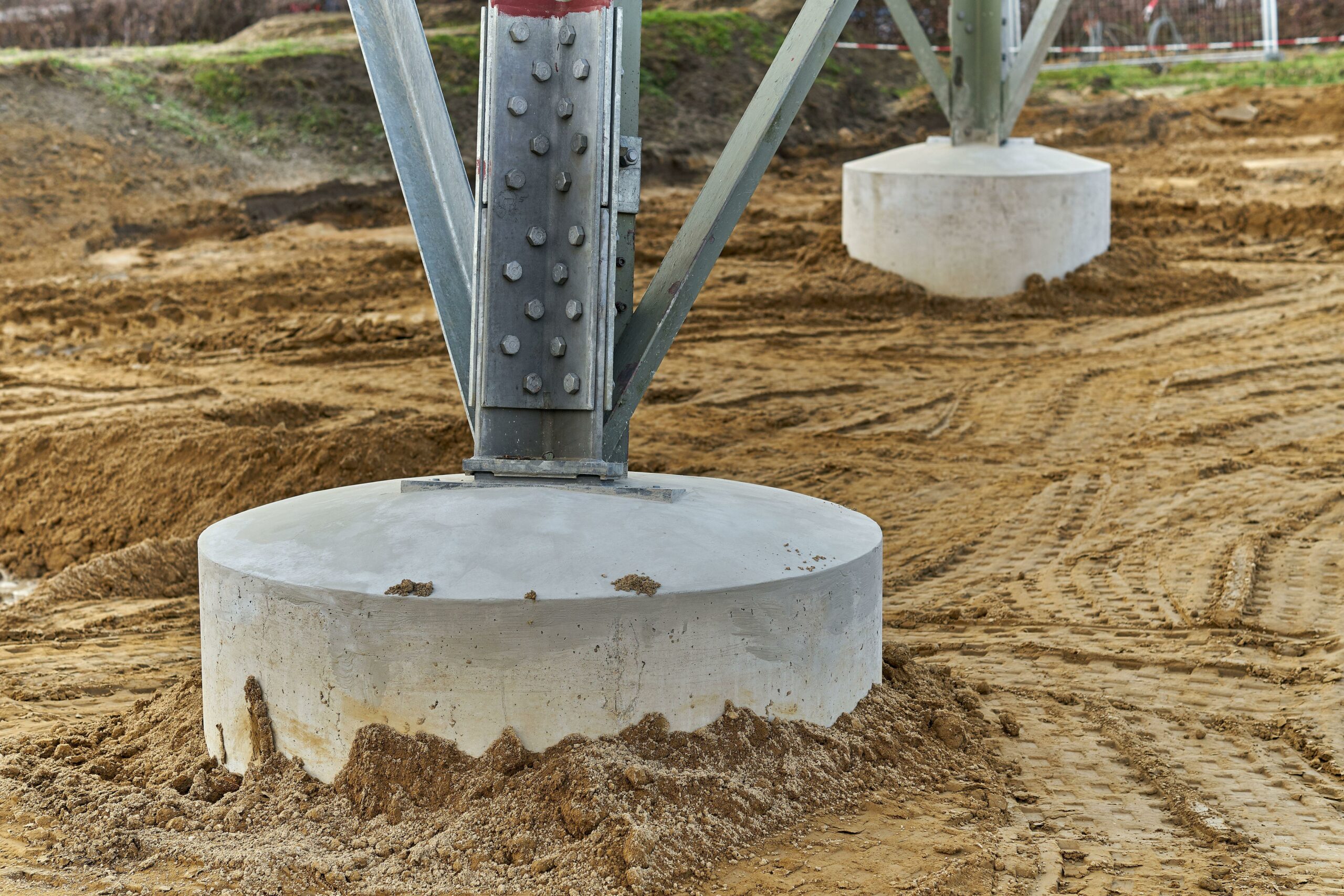 High voltage pylon, maintenance, foundation works, reinforcing